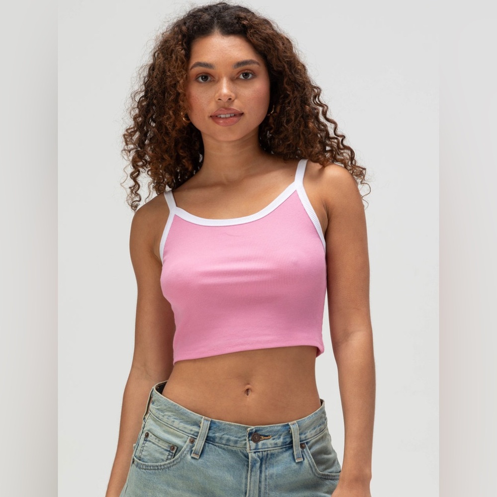 NWT - Tilly’s - Cropped Pink & White Tank